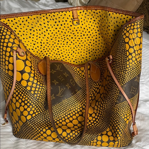 Louis Vuitton Yellow and Brown Polka Dot Tote Monogram Pattern & Kusama Waves - Picture 1 of 5